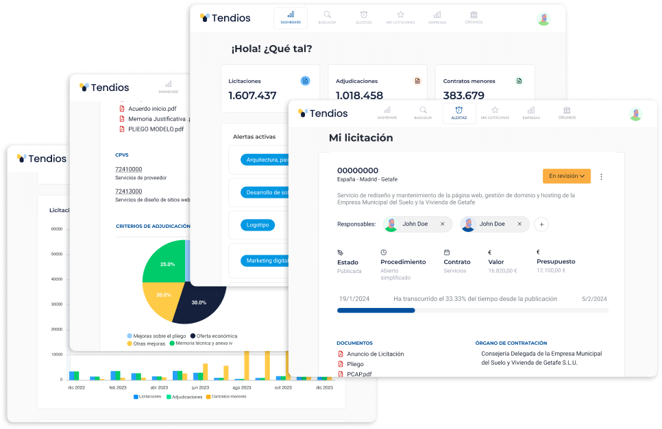 tendios interfaz plataforma de licitaciones